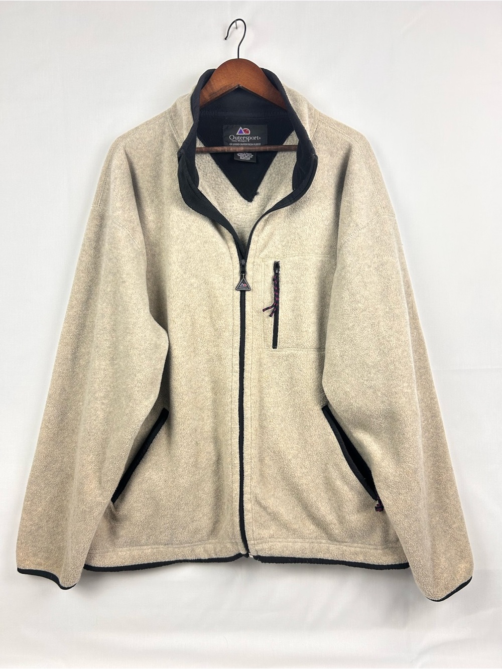 Vintage Outersport OT 2000 Fleece Jacket Men’s XL Cream Black Full Zip